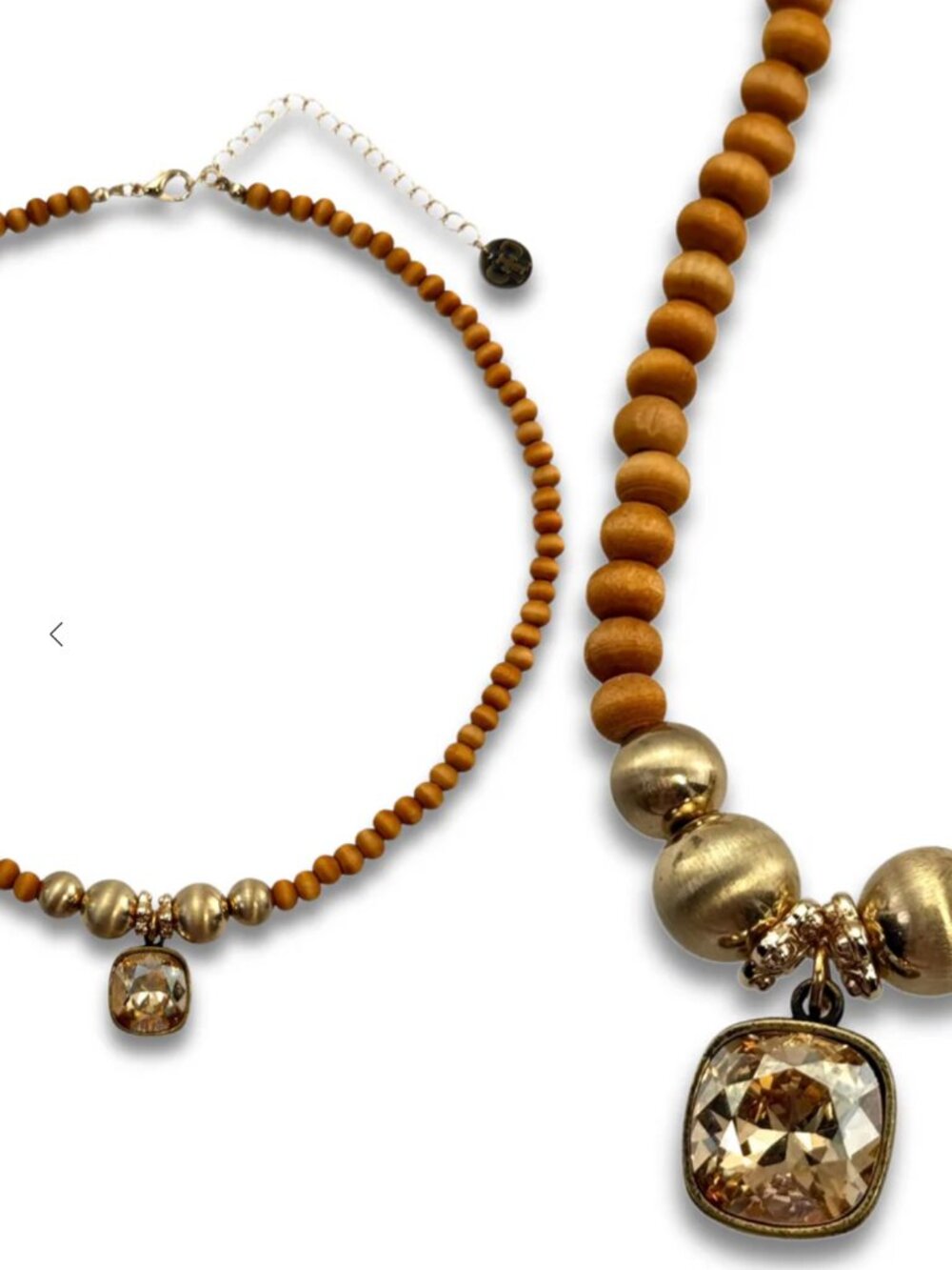 Wood & Gold Necklace - Gold
